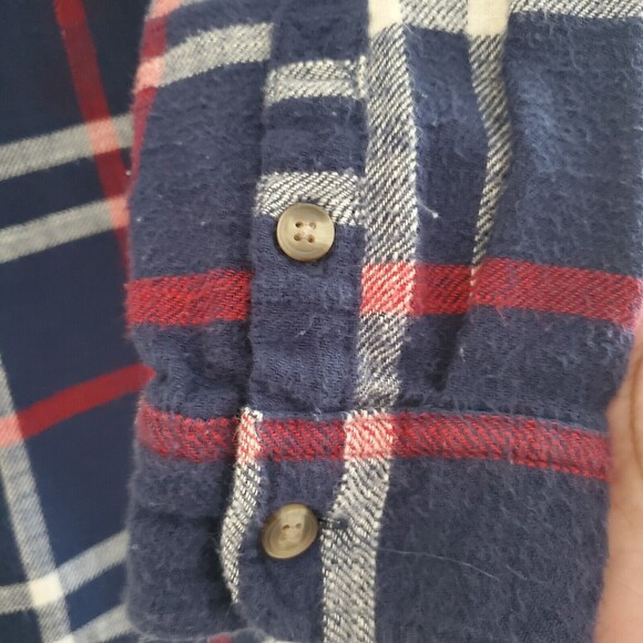 American Eagle Shirt Small Blue Plaid Flannel Boyfriend Fit Relaxed Soft Casual - Picture 8 of 10
